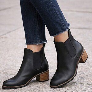 Women's Lug Sole Ankle Boots | Wood Grain Heel Chelsea Style (EU 43 ≈ US 12 )